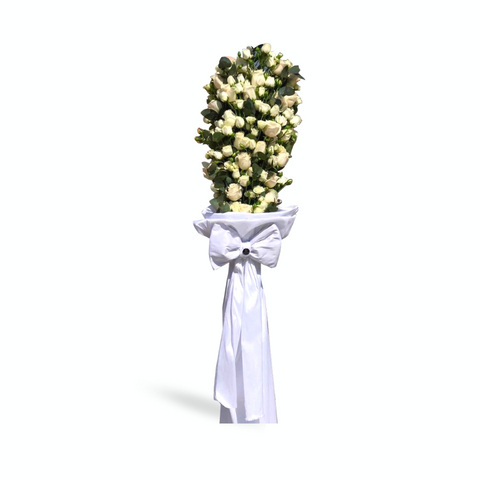 Rose White with Ribbon Bouquet