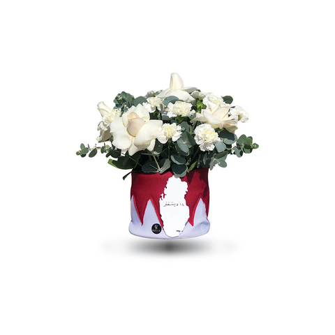 National Day pouch with flowers & Qatar Map(acrylic)