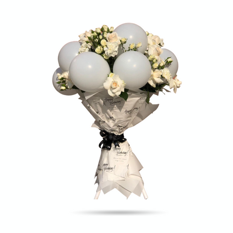 White Rose Birthday Balloon