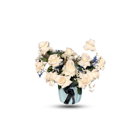 White Big Rose Flower Vase - 04