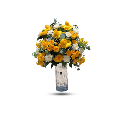 Mixed Flowers in Glass Vase -01