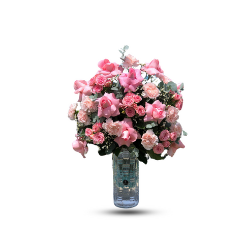 Mixed Flowers in Glass Vase -02