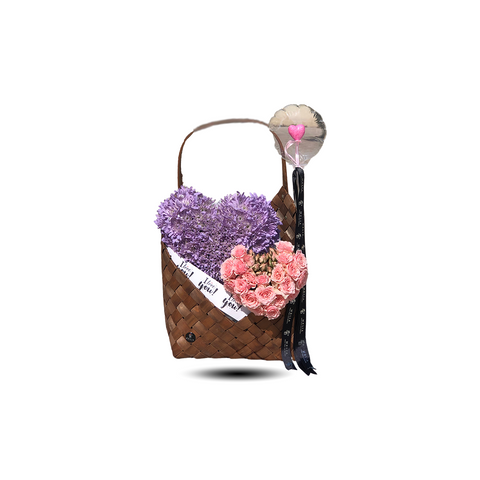 Double Heart Basket With Small  Balloon