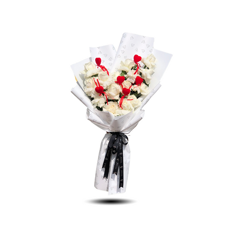 White Bouquet With Small Heart