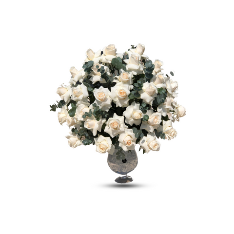 White Big Rose Flower Vase